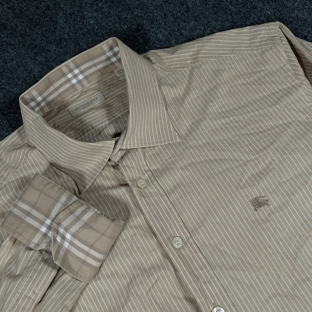 Burberry Nova Check Flip Cuff Men's Long Sleeve Button Up Shirt XXL Striped